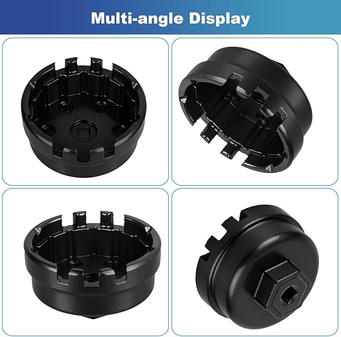 Professional 6 Slots 14 Flutes Oil Filter Wrench for Toyota, 64mm Oil Filter Removal Tool Socket, Oil Filter Cap Wrench for Corolla, Prius, Prius Prime/V, Matrix, CT200h, Scion iM/iQ/xD 1.8L Engine