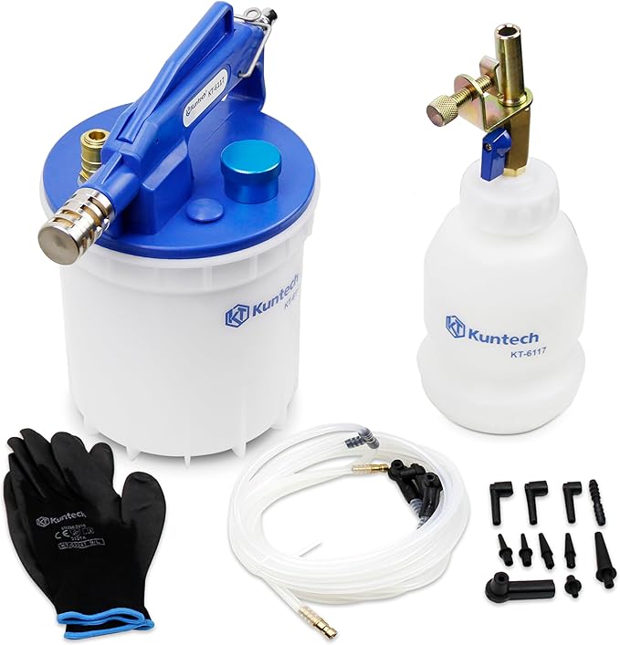 Vacuum Brake Bleeder Kit with 2L Brake Fluid Extractor and 1L Refilling Bottle, One Person Pneumatic Vacuum Bleeder Tools, Air Pressure Brake Bleeder Tools for Auto Car Truck