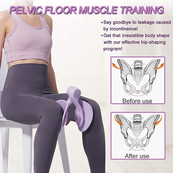 Thigh Exerciser 35lb Pelvic Floor Exercise Devices Inner Thigh Kegel Exerciser Pelvic Floor Muscle Workout Equipment Train for Home Hip Under Desk Exercise Men Women with Band