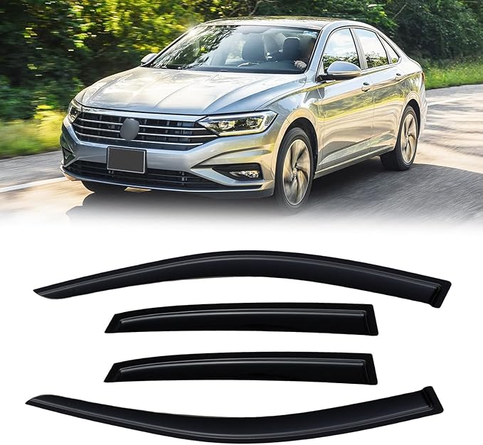 Window Rain Guards for 2019-2025 Volkswagen Jetta, Window Visor Guard Vent Wind Shade Deflector Rain Shield Protector Sun Visor for 19-25 Jetta,Tape-on/Outside-Mount, 4PCS