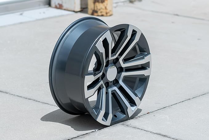 OE WHEELS CV44 22x9 Denali Style Wheels - Gloss Gunmetal 22 Inch Rims Set of 4, 6x139.7 Wheels - Optional TPMS & 285/45R22 Tires and Rims Packages - Fits GM Trucks & SUVs (Dueler Alenza H/L)