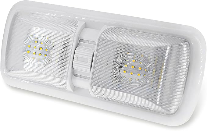 Miady 12V RV Led Interior Lights 750 Lumens, 12 Volt LED Ceiling Double Dome Light with Switch for Car/Trailer/Camper/Boat, Natural White 4000-4500K, 60X2835SMD, Pack of 1