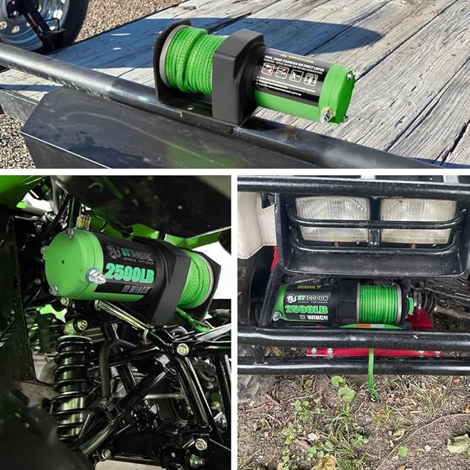 2500 lb. ATV/UTV Electric Winch, 12V Waterproof Synthetic Rope Winch,Electric Winch with Wired Remote and Wireless Remote for ATV UTV Towing,Boat,Off-Road