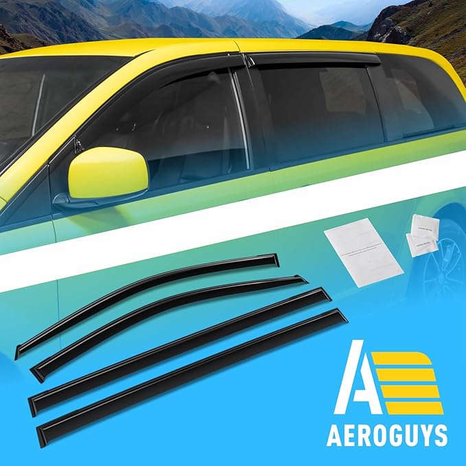 Extra Durable Window Deflectors Tape-On Window Visors Rain Guards Fit for Volkswagen (VW) Routan 2009-2014, Sun Visors, Wind Vent for Shades, Exterior Car Accessories - 4pcs. AG0197