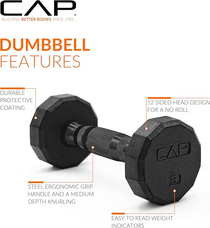 CAP Barbell Coated Dumbbell Weight | Multiple Options Pairs & Sets