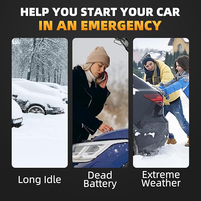 Jump Starter with Air Compressor, 6000A 160PSI Portable Car Battery Jump Starter (All Gas/12L Diesel), 12V Jump Box Car Battery Jump Starter Portable with Smart Jumper Cables, LED Light, LCD Display