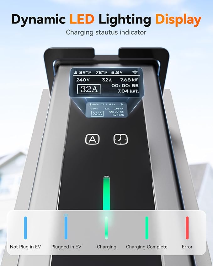 WOLFBOX Level 1&2 Tesla Charger 32A,Portable ev Charger Station with ETL Certified,25FT Cable,NACS,208V-240V,NEMA 14-50R Plug Adapter(PE32T)