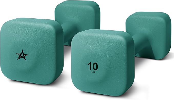 Yes4All Square Neoprene Dumbbell Set for Women/Men, Workout Hand Weight Dumbbells Set of 2, 2lb - 20lb with 4 Colors, Anti-Roll, Anti-Slip Exercise Dumbbells Weights for Home Gym,