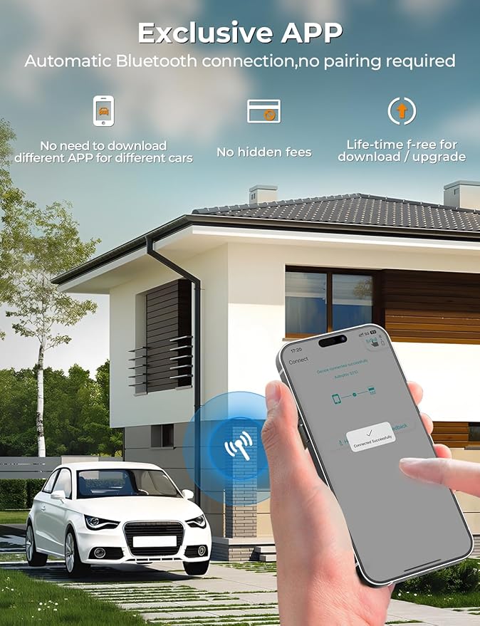 AUTOPHIX 3210 OBD2 Scanner Bluetooth, Wireless Code Reader for Car - Check Engine Light & Battery - Easy DIY Car Diagnostic Scanner Tool for 1996+ Vehicles, No Subscription Fee for iPhone & Android