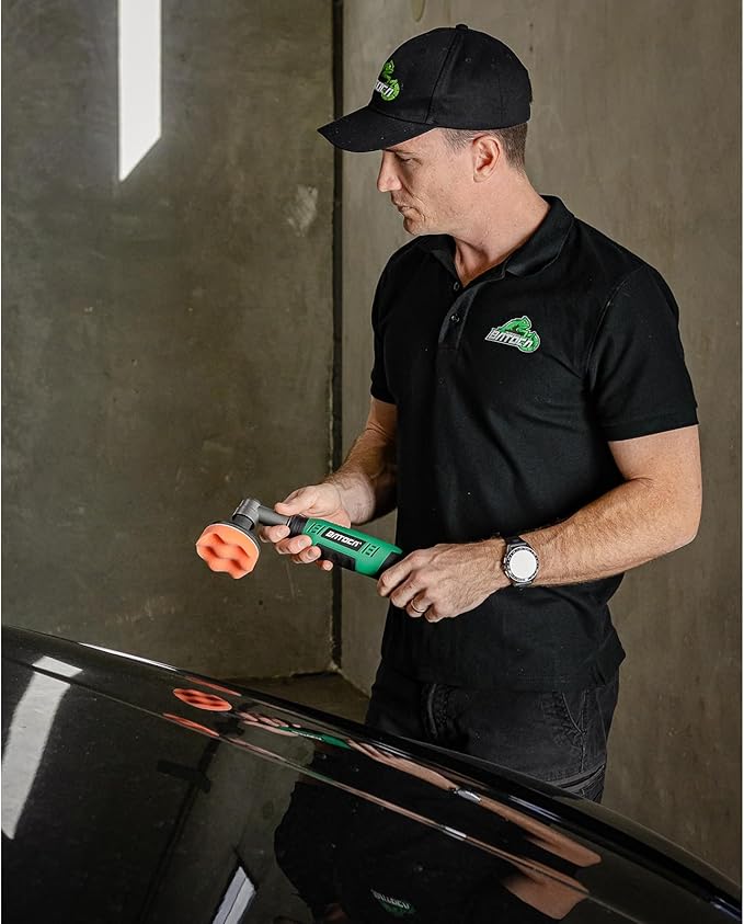 BATOCA S6 Micro Cordless Polisher for Car Detailing, 2x2.0Ah Batteries, 0mm Rotary Buffer, 12mm Dual Action Polisher 1 and 3 Inch with 6 Speeds 1000-5000 RPM for Car Polishing, Sanding Motorcycle