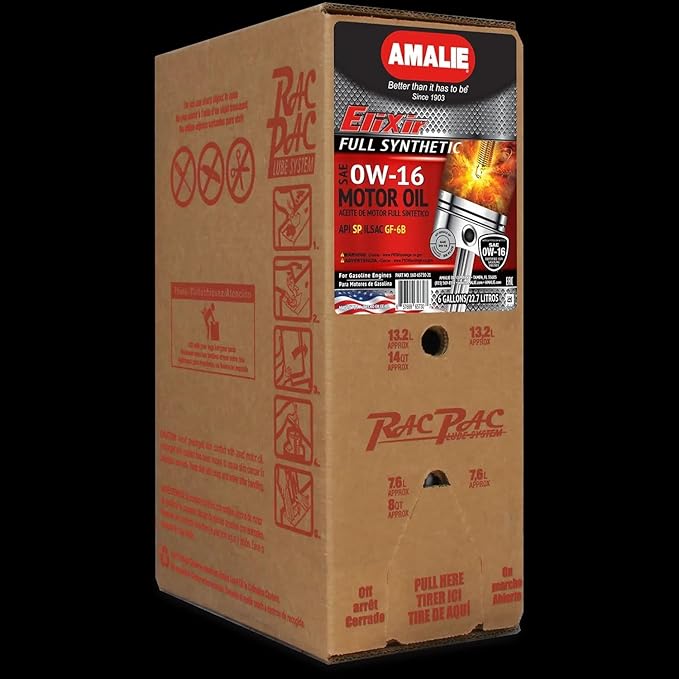 Amalie Elixir Full Synthetic 0W-16 (160-65730-21) 6 Gallon RacPac