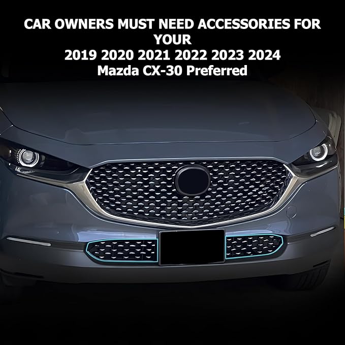 LUWU Front Grill Mesh Compatible With 2020-2025 2026 Mazda CX-30 Front Mesh Grill Inserts Trims Front Mesh Grille Cover Guard for 2025 2026 Mazda CX30 Car Exterior Accessories ABS Material, 2PCS