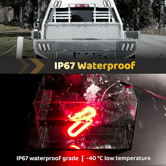 2Pcs 6" inch Clear Lens Oval Red 52 LEDs Trailer Boat Halo Brake Stop Running Turn Signal Tail Lights【Patented】 w/Rubber Grommet, Sealed Submersible IP67 for Truck/RV/Van, DC 12V