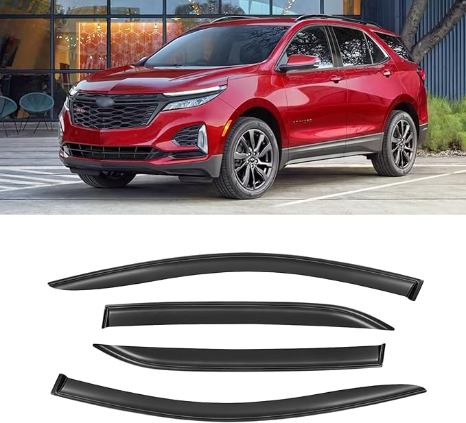Window Rain Guards for 2018-2024 Chevrolet (Chevy) Equinox, Window Visor Guard Vent Wind Shade Deflector Rain Shield Protector Sun Visor for 18-24 Equinox,Tape-on/Outside-Mount, 4 Pieces