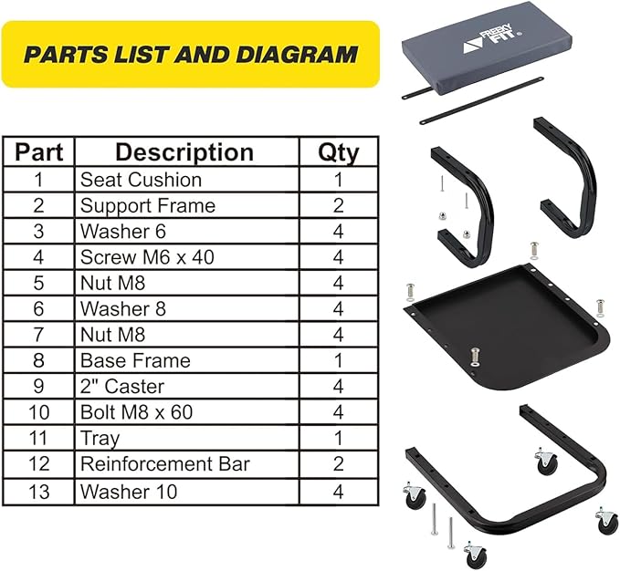 Mechanic Rolling Stool with Wheels, Car Creeper Seat with Large Tool Tray Storage for Auto Repair Shops, Garage Shop Stool on Wheels for Men, Padded Mechanic Chair, 250 LBS Capacity, Grey