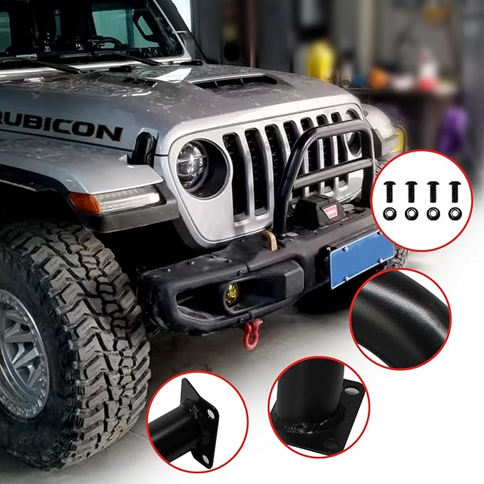 Front Steel Brush Guard Fits 2019-2023 for Jeep Gladiator JT & 2018-2023 for Jeep Wrangler JL JLU Rubicon Bumper Steel Bar Grille Brush Guard (high)