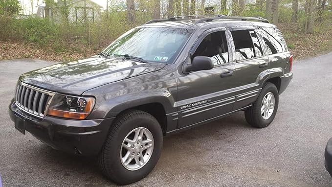 4pcs Wind Deflector, Outside Mount Tape-On Waterproof Protective Rain Guards, Sunroof Side Window Visors Compatible with 1999 2000 2001 2002 2003 2004 Jeep Grand Cherokee All Models 94650