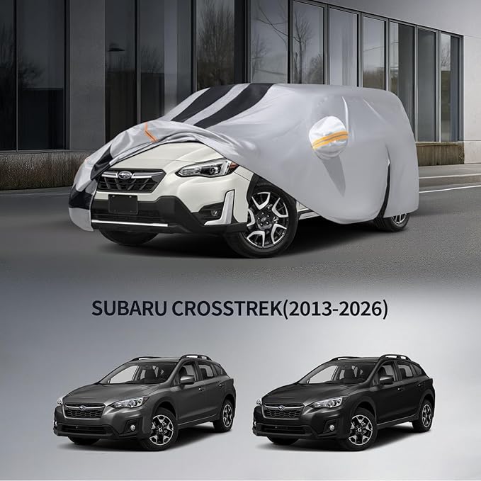10 Layers Car Cover Custom Fit for Subaru CrossTrek 2013-2026 100% Waterproof All Weather Automobiles, Gift with Towel, Heavy Duty Car Covers for Rain Sun UV Protection with Door Zipper.