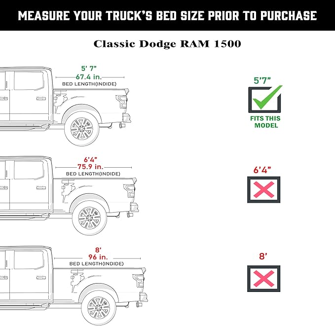Low Profile Hard Folding Truck Bed Tonneau Cover Fits 2009-2026 Dodge Ram 1500 New Body Style (Not for Classic Body) 5'7" Bed Without Ram Box (67.4")