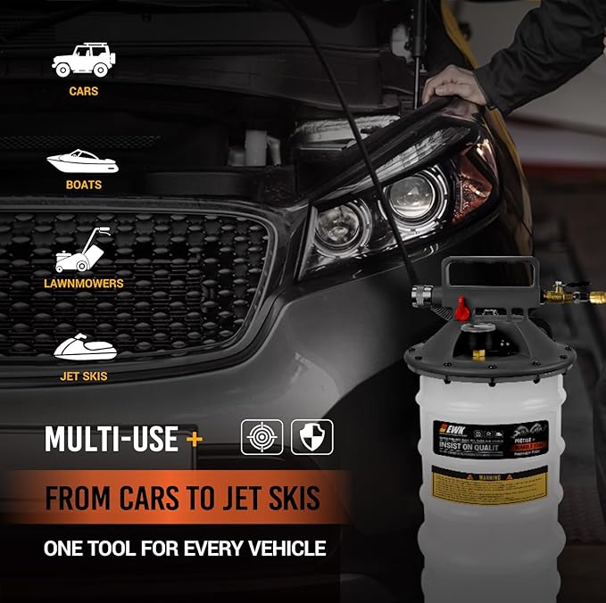 EWK 13.5L Heavy Duty Pneumatic Oil Extractor/Dispenser Pump, Fluid Vacuum Evacuator with Reinforced Tank, Oil Change Pump for Automotive Large Engines