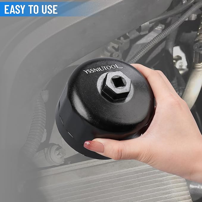 86.6mm 16 Flutes Oil Filter Wrench for Volvo and BMW With 86mm 16 Flutes Cartridge Style Oil Filter Housing Caps, Oil Filter Removal Tool For Changing Oil (black)