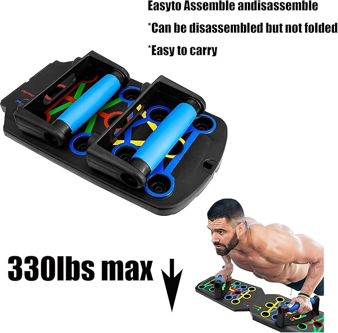 Push-up board, Foldable Home Workout Equipment with Color-Coded System Multi-Functional Pushup Stands for Strength Training, Chest, Arms & Core, Portable Gym for Men & Women Fitness Accessories