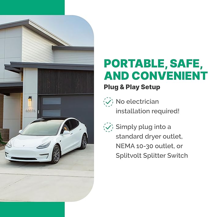 EV Charger Adjustable Level 2 - NEMA 10-30 EV Charging Station Level 2 (NEMA 10-30 24 Adjustable)