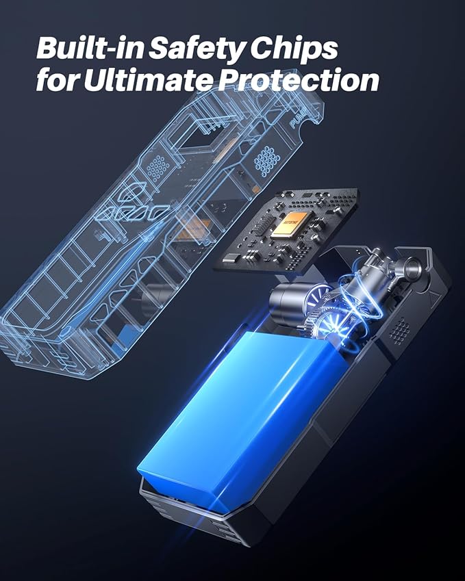 AUTOONE 6000A Jump Starter with Air Compressor (All Gas/10L Diesel), 150PSI Car Jumper Starter Portable, Jump Box Tire Inflator with LED Flashlight, LCD Display, Storage Case