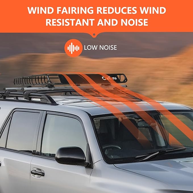 Roof Rack Basket 51″ X 36″ X 5″ Upgraded Universal Rooftop Cargo Basket, Heavy Duty 250LB Cargo Basket Car Roof Basket for SUV, Truck, Cargo Net with Attachment Hooks, 2pcs Ratchet Straps