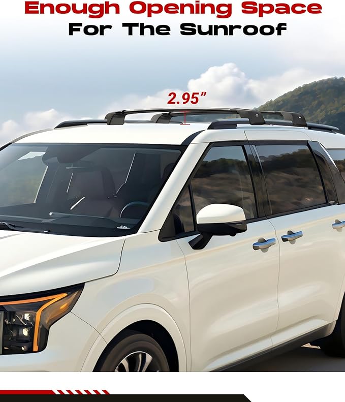 HEKA Roof Rack Cross Bars Fit for KIA Carnival 2022 2023 2024 2025 2026 with Raised Side Rails, Luggage Crossbars Cargo Bag Carrier Aluminum Rooftop Set Canoe Rooftop Black