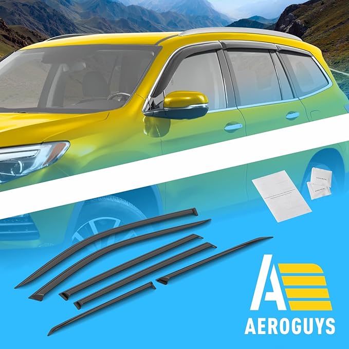 Extra Durable Window Deflectors Tape-On Window Visors Rain Guards Fit for Honda Pilot 2016-2022, Sun Visors, Wind Vent for Shades, Exterior Car Accessories - 6pcs. AG0842