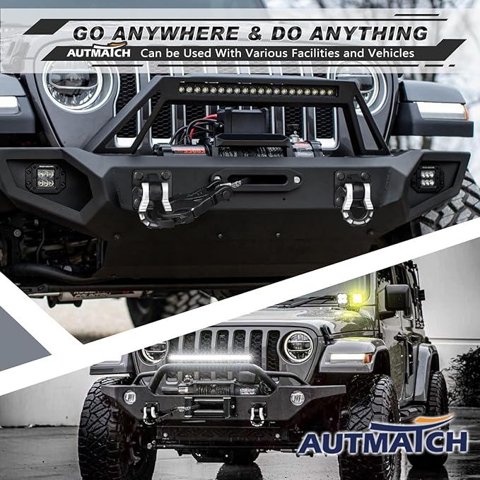 AUTMATCH D Ring Shackles 3/4" Mega Shackle (2 Pack) 68,000Ibs Break Strength - Heavy Duty Clevis Shackles with 7/8" Screw Pin and Isolator Washer for Tow Strap Winch Off Road Vehicle Recovery, White