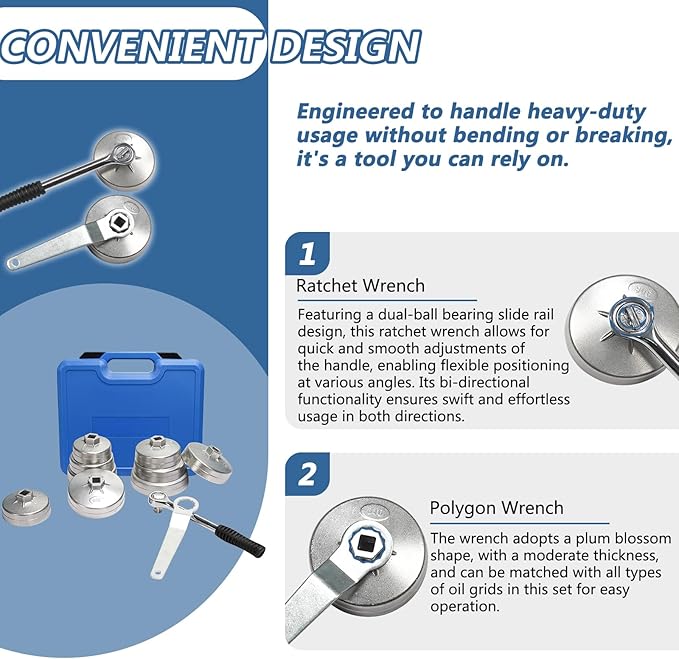 Oil Filter Wrench Set 23pcs Aluminum Alloy Cup Oil Filter Type Wrench Socket Removal Tool Set 1/2" Drive Oil Filter Removal Tool Kit Oil Filter Socket Set