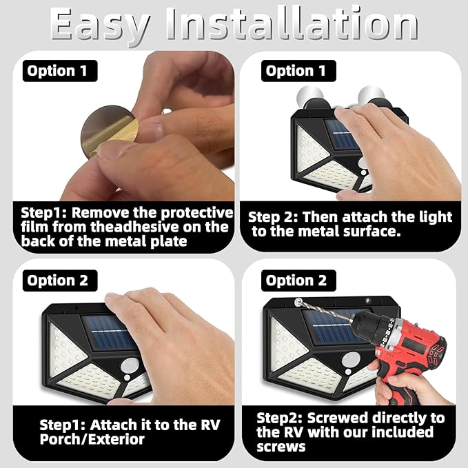 Solar RV Lights, RV Exterior Lights, RV Outdoor Lights Magnetic Motion Sensor Lights Waterproof for RV, Camper, Caravan, Trailer (2 Pack)