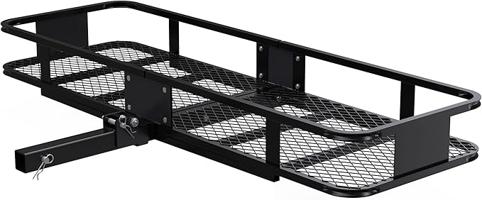 FORWODE 550 LBS Hitch Mount Cargo Carrier Basket, 60"x24"x6" Folding Hitch Cargo Carrier Rack for 2 Inch Receiver, Car Rack Rear Luggage Basket for Car SUV Traveling