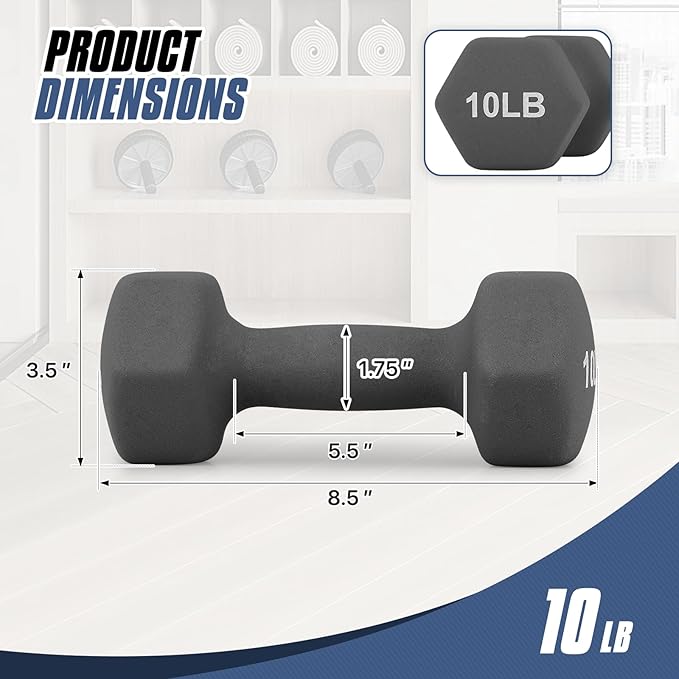 MADOG Dumbbell Set, Anti-Slip Neoprene Coated Hexagon Hand Weights for Home Gym Equipment Workouts Strength Training