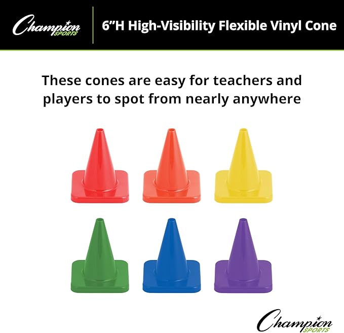 Champion Sports Hi Visibility Flexible Vinyl Cones