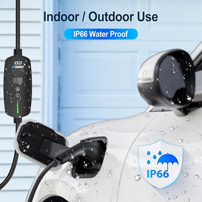 40A Level 2 EV Charger, 9.6KW Fast Portable Electric Vehicle Charging Stations, 25ft Charging Cable, NEMA 14-50 Plug, Adjustable Current & Timing Delay, Home Car Charger Compatible with All J1772 EVs