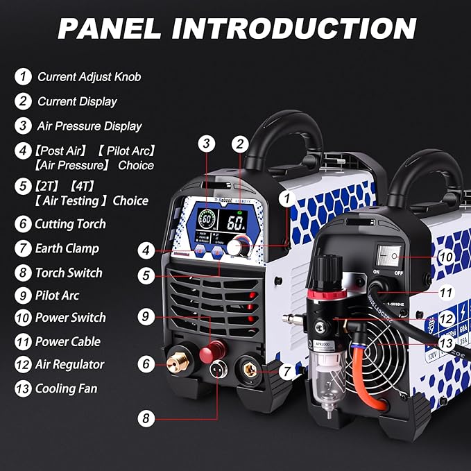 Reboot Plasma Cutter Non-High Frequency Non-Touch Pilot Arc, 120V/240V Dual Voltage, 1 Inch Max Cut 5/8 Inch Clean Cut, Mesh Cutting, 2T/4T, Large LED Display for Beginners DIY