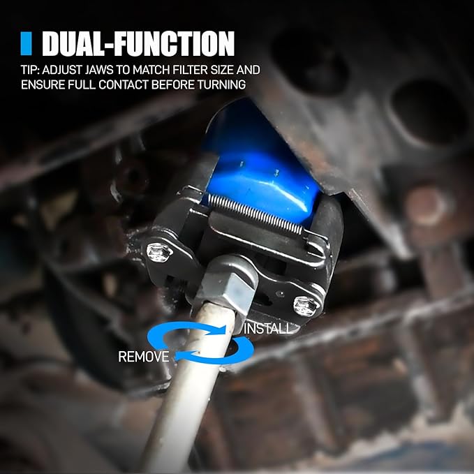 Adjustable Oil Filter Wrench for 60mm-80mm, Universal Oil Filter Removal Tool 1/2'' Drive Cap Style with 2 Durable Non-Slip Serrated Jaws Special Design