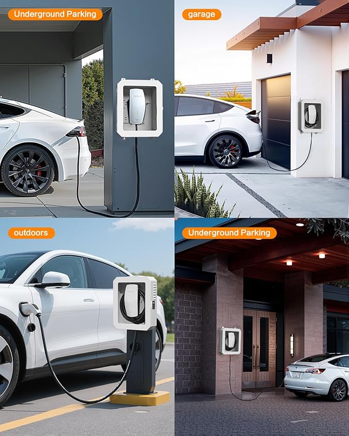 Charger Station Box for Tesla Gen 3 Wall Connector and ChargePoint EV Charger, Cable Organizer Holder Lock Cover Outdoor Rainproof, Snowproof, Dustproof, Theftproof, Home Charging Accessories