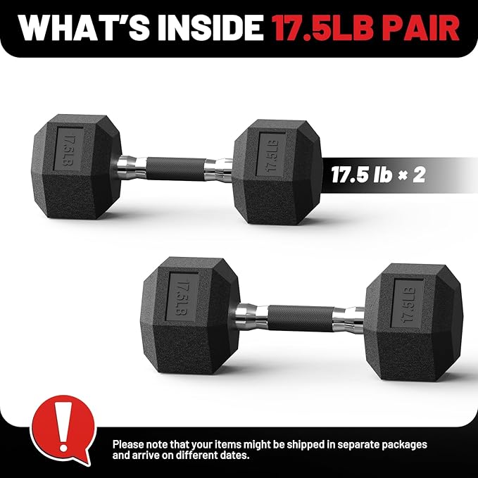 PAPABABE HEX Dumbbell Set 2.5-125lb, Rubber Encased Home Gym Dumbbells, Exercise & Fitness Weights Dumbbells for Women & Men, Hand Weight for Strength Training