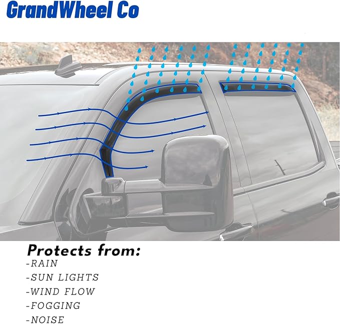Window Deflectors Smoke Tinted in-Channel Side Window Vent Visor Deflectors Rain Guards Compatible with Wrangler JK 2-Door 2007-2018 - 2pcs. GW0233