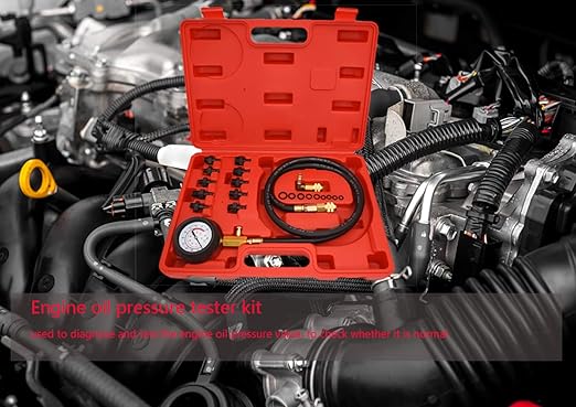 Oil Pressure Tester Kit, 0-140 PSI Engine Oil Pressure Tester Gauge Tool Kit for Cars ATVs Trucks Use.