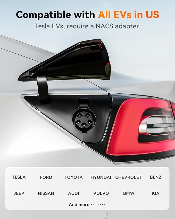 WOLFBOX Level 2 EV Charger 48 Amp J1772,Hardwired EV Charger Level 2 with NEMA 14-50 Plug 25ft Cable,Smart APP&RFID Card Control,240V Electric Vehicle Charging Station (WE48)