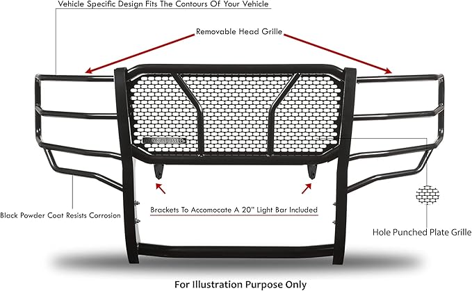 Black Horse Rugged Heavy Duty Grille Brush Bumper Guard Modular Black Compatible with 2015-2020 Ford F-150-RU-FOF115-B