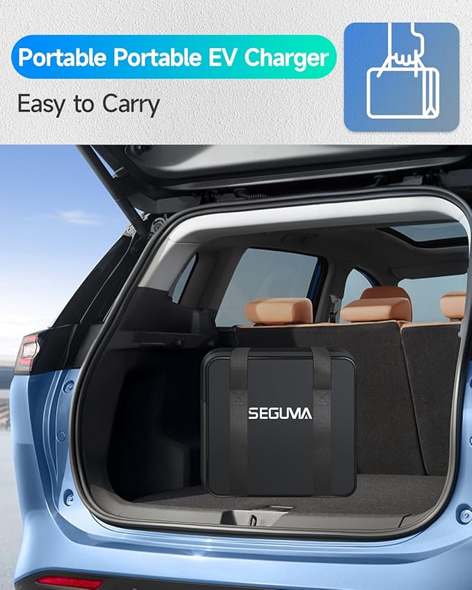 Level 2 EV (32A, 240V, NEMA 14-50 Plug), Portable Electric Car with 25ft Extension, Adjustable Current, Home Outdoor Level 2 Mobile Electric Vehicle Station (Black, 32A EV Charger)