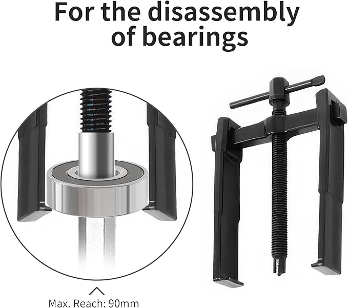 Beam 2 Jaw Puller 3.5" Universal Bearing Gear Pullers with 128mm T-Shaped Screw,High Carbon Steel Pullers,Adjuestable Pulley Removal Tool for Bearings/Flywheels/Pulleys Remove