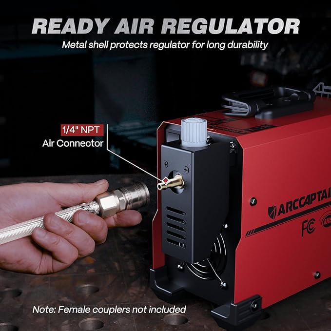 ARCCAPTAIN 55Amp Plasma Cutter, Blowback Non-HF Pilot Arc Plasma Cutting Machine, Large LED Display IGBT Inverter 110/220V Dual Voltage, 3/5" Clean Cut, Mesh Cutting, Rust Removal, PA PT Adjustable