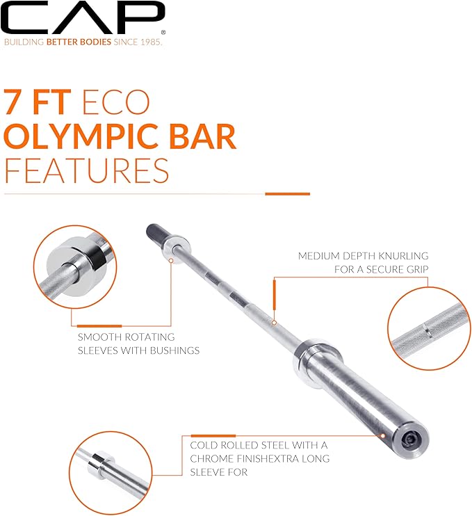 CAP Barbell 2-Inch Olympic 7 ft Barbell Bars | Multiple Options